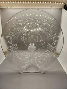 VTG 1985 Decorative Glass Plate W/ Doves Action Industries 12 3/4" No.10261